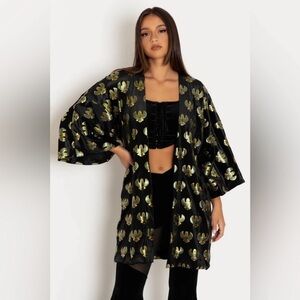 NWT BlackMilk Jewelled Scarab Velvet Robe Kimomo Top